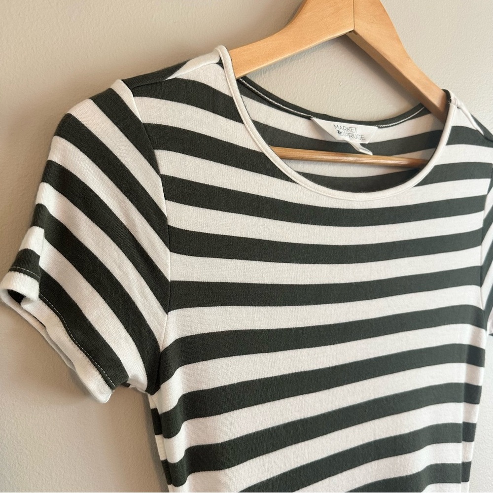 Market & Spruce Olive Green and White Striped Dress, Size Small - Picture 4 of 7